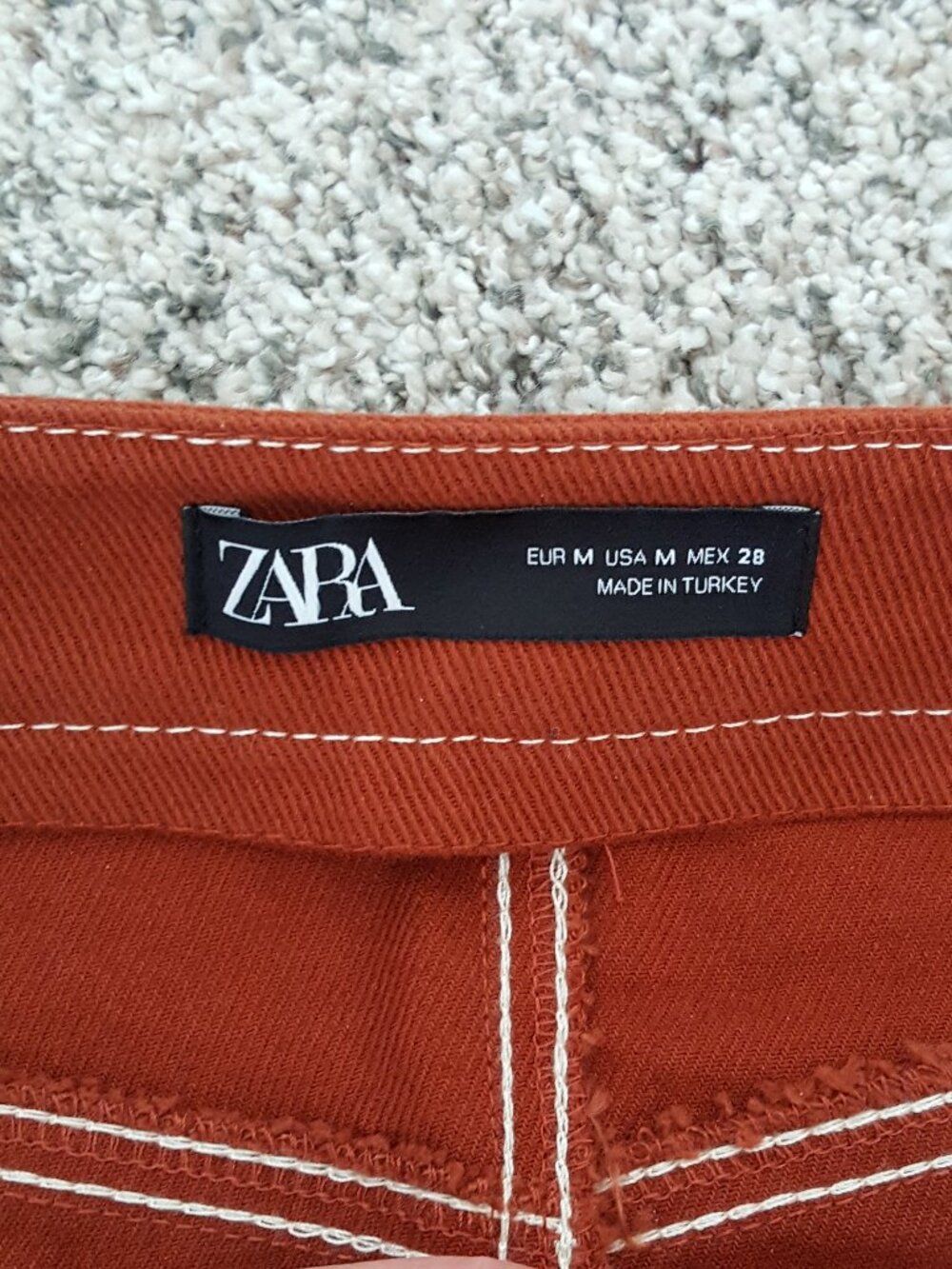 ZARA A-line Seamed Mini Skirt Front Pockets Contrasting Cargo Western Denim - Picture 9 of 10